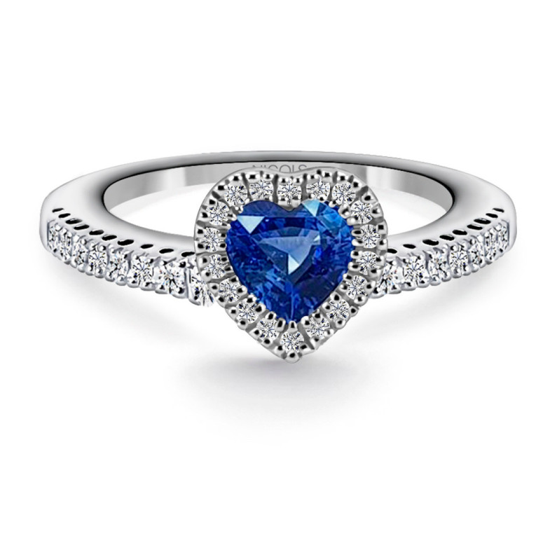 Sapphire and Diamond Heart Ring Heart Diamond Color - Sapphire rings