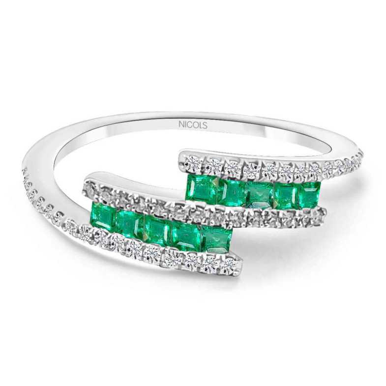 Anillo Brillantes y Esmeraldas Amelia 0.33 - Anillos de Esmeralda