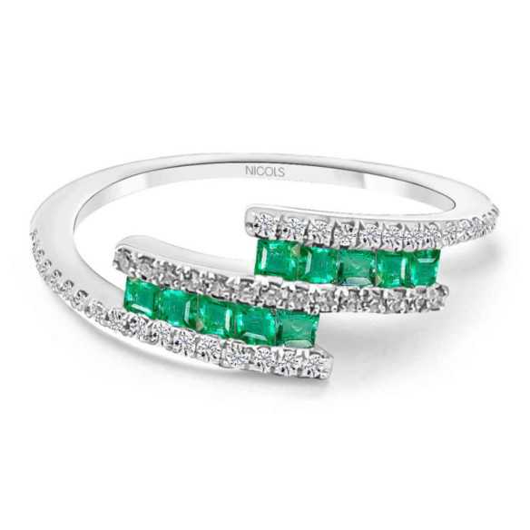 Anillo Brillantes y Esmeraldas Amelia 0.33 - Anillos de Esmeralda