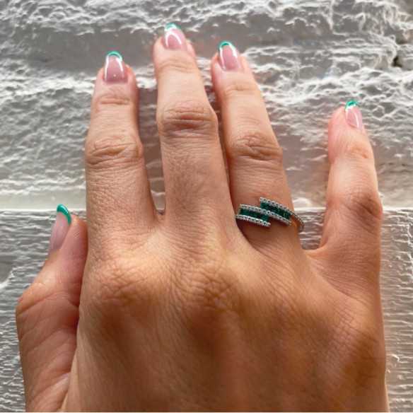 Anillo Brillantes y Esmeraldas Amelia 0.33 - Anillos de Esmeralda