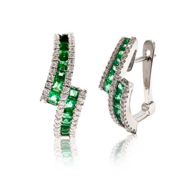 Color Diamond Earrings - Emerald Earrings