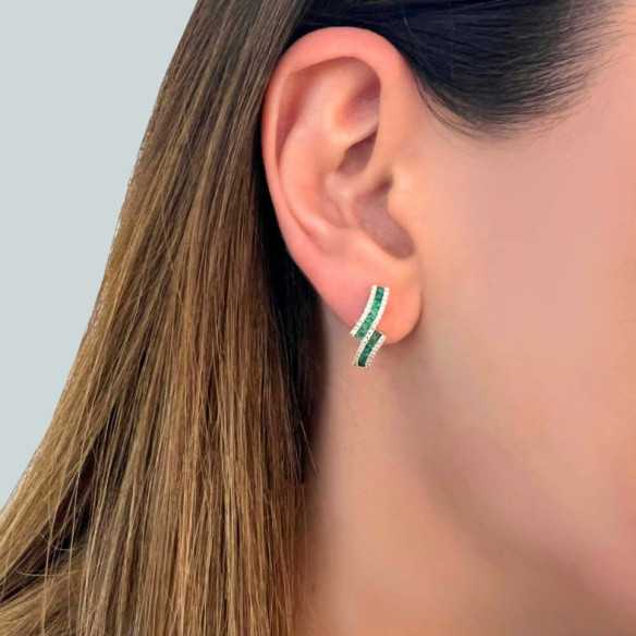 Color Diamond Earrings - Emerald Earrings