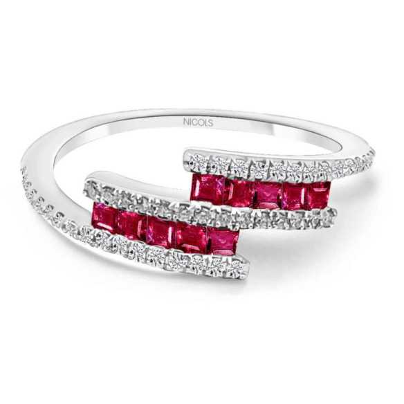 Anillo Diamantes y Rubíes Amelia 0.39 - Anillos de Rubí