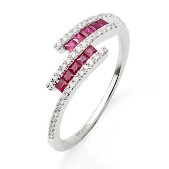 Anillo Diamantes y Rubíes Amelia 0.39 - Anillos de Rubí