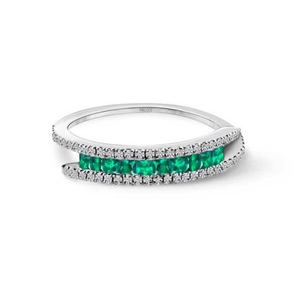 Anillo Esmeraldas y Brillantes Amelia 0.33 - Anillos de Esmeralda