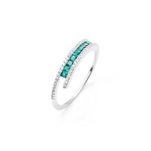 Anillo Esmeraldas y Brillantes Amelia 0.33 - Anillos de Esmeralda 2