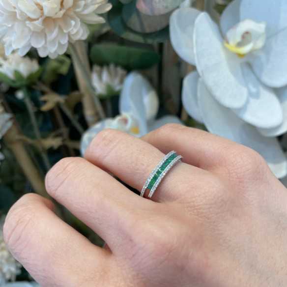 Anillo Esmeraldas y Brillantes Amelia 0.33 - Anillos de Esmeralda