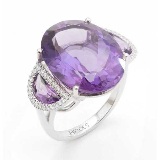 Anillo Amatista y Diamantes Cocktail - Anillos Otras Piedras Preciosas