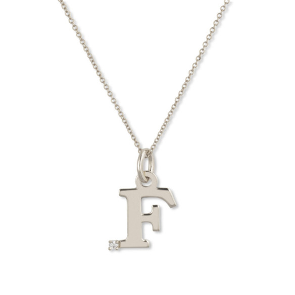 Erste Halskette F Dot Diamond - Anfangsgold-Diamantbuchstaben