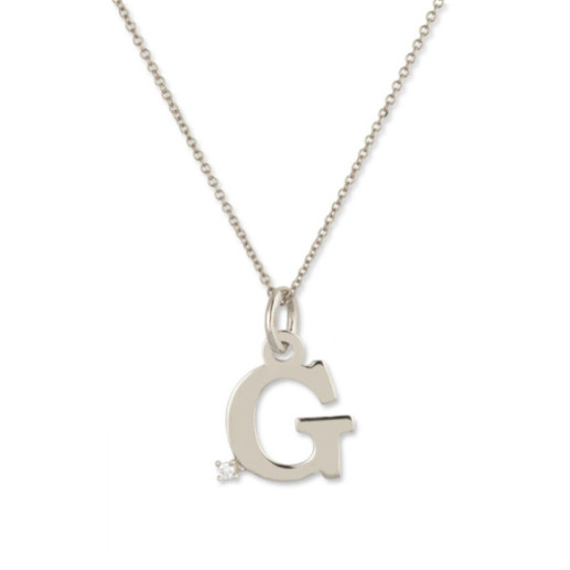 Collar Inicial G Dot Diamond - Lettres de diamant d'or initiales