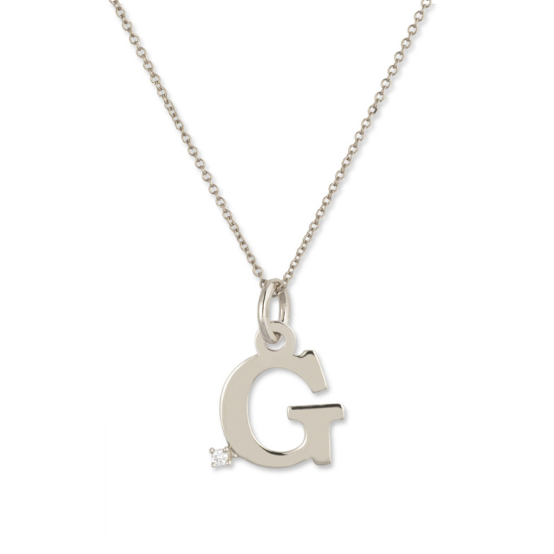 Erste Halskette G Dot Diamond - Anfangsgold-Diamantbuchstaben