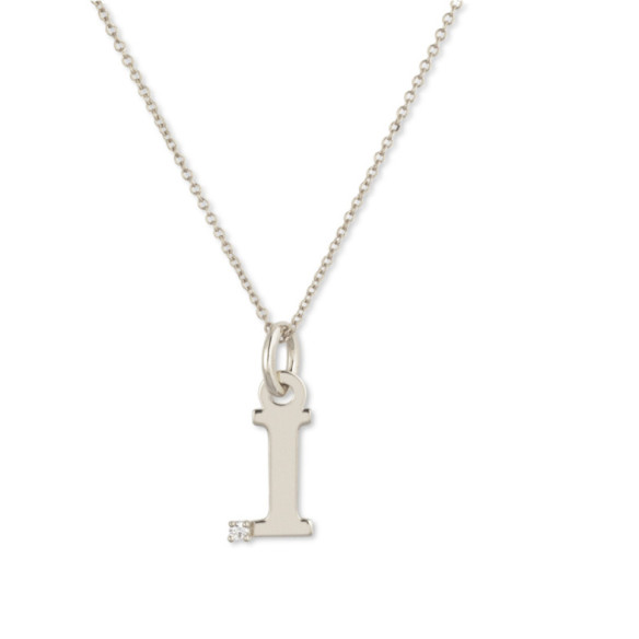 I Initial Necklace DOT DIAMOND - Initial Gold Diamond Letters