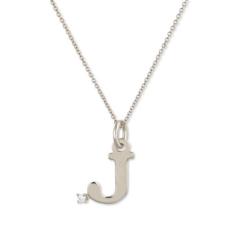 Collar Inicial J Dot Diamond - Lettres de diamant d'or initiales