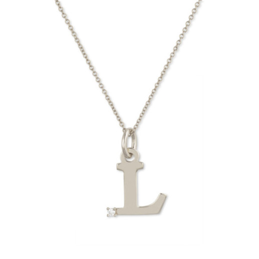 Erste Halskette L Dot Diamond - Anfangsgold-Diamantbuchstaben