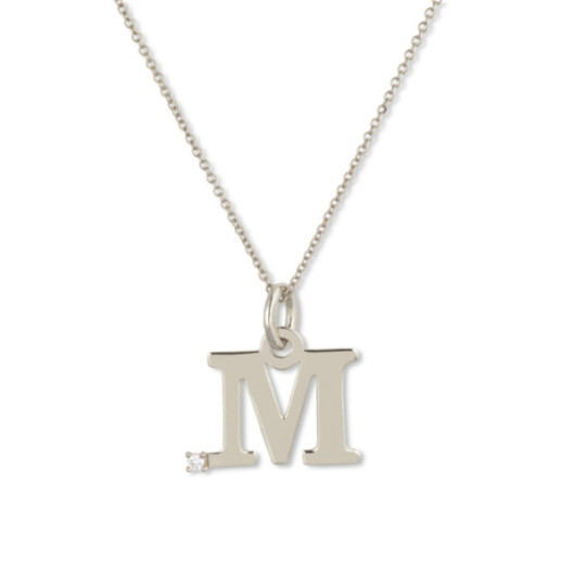 Collar Inicial M Dot Diamond - Lettres de diamant d'or initiales