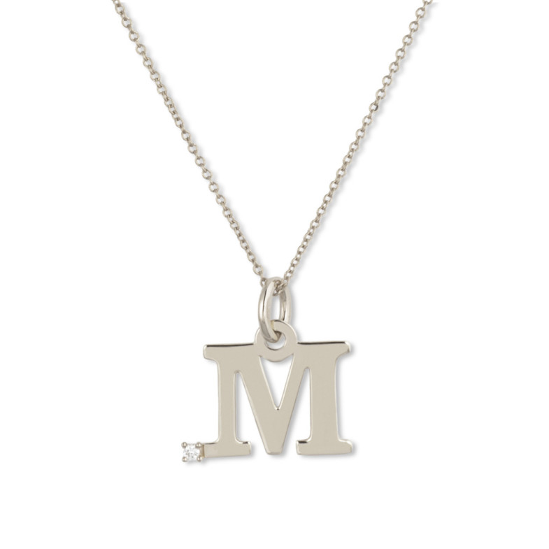 Collana con diamanti punto iniziale M - Initial Gold Diamond Letters