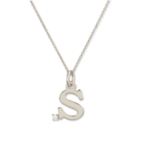 Collar Inicial S Dot Diamond - Lettres de diamant d'or initiales
