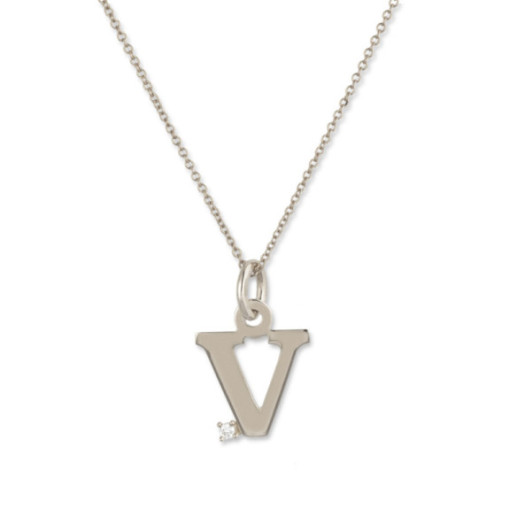 Collar Inicial V Dot Diamond - Letras Iniciales
