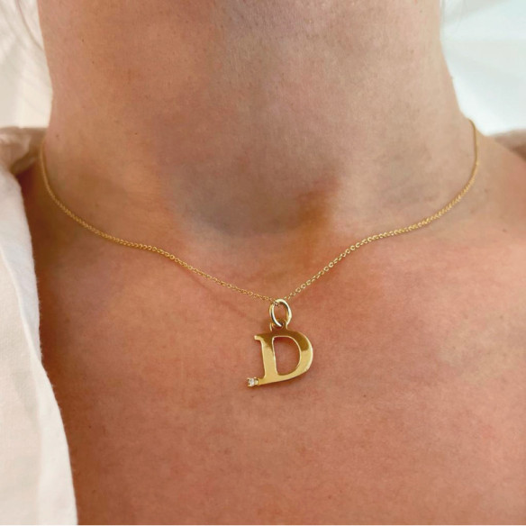 Collar Inicial D Dot Diamond - Letras Iniciales