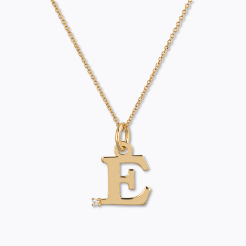 Collar Inicial E Dot Diamond - Letras Iniciales
