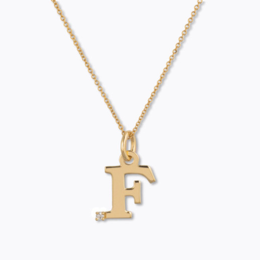 Collar Inicial F Dot Diamond - Letras Iniciales