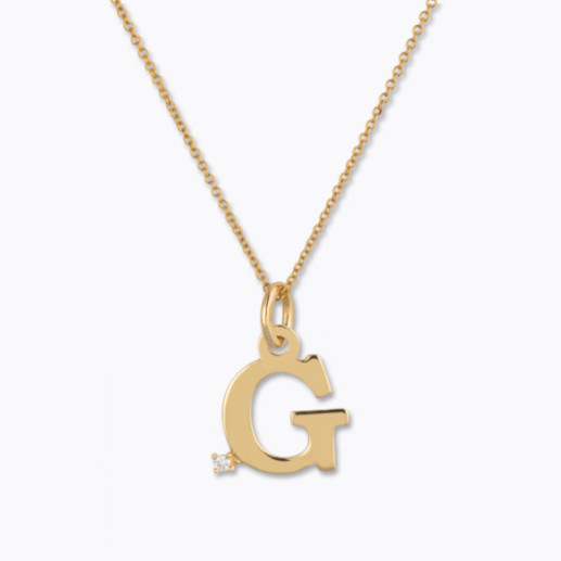 Collar Inicial G Dot Diamond - Lettres de diamant d'or initiales