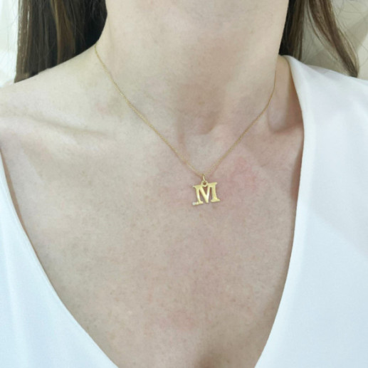 Collar Initial M DOT DIAMOND - Initial Gold Diamond Letters 2