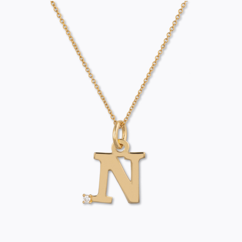 Collar Inicial N Dot Diamond - Letras Iniciales