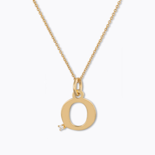 Collar Initial O DOT DIAMOND - Initial Gold Diamond Letters