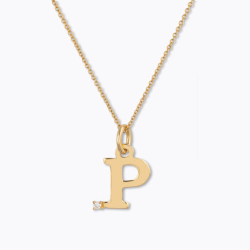 Collar Inicial P Dot Diamond - Letras Iniciales 2