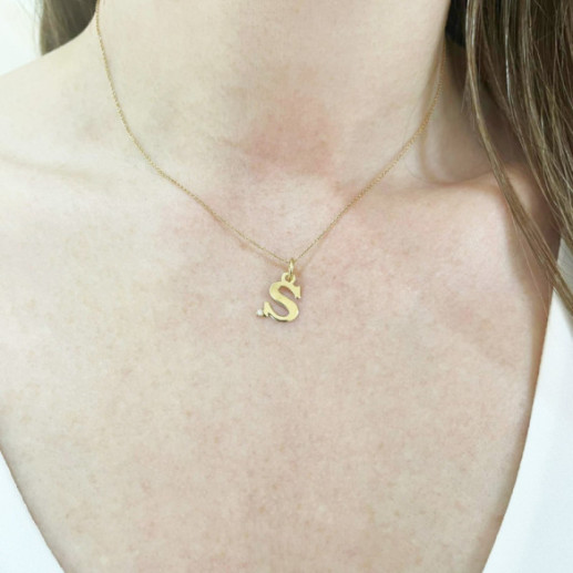 Collana con iniziale di diamanti a punto S - Initial Gold Diamond Letters 2