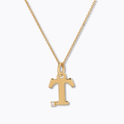 Collana iniziale T Dot Diamond - Initial Gold Diamond Letters
