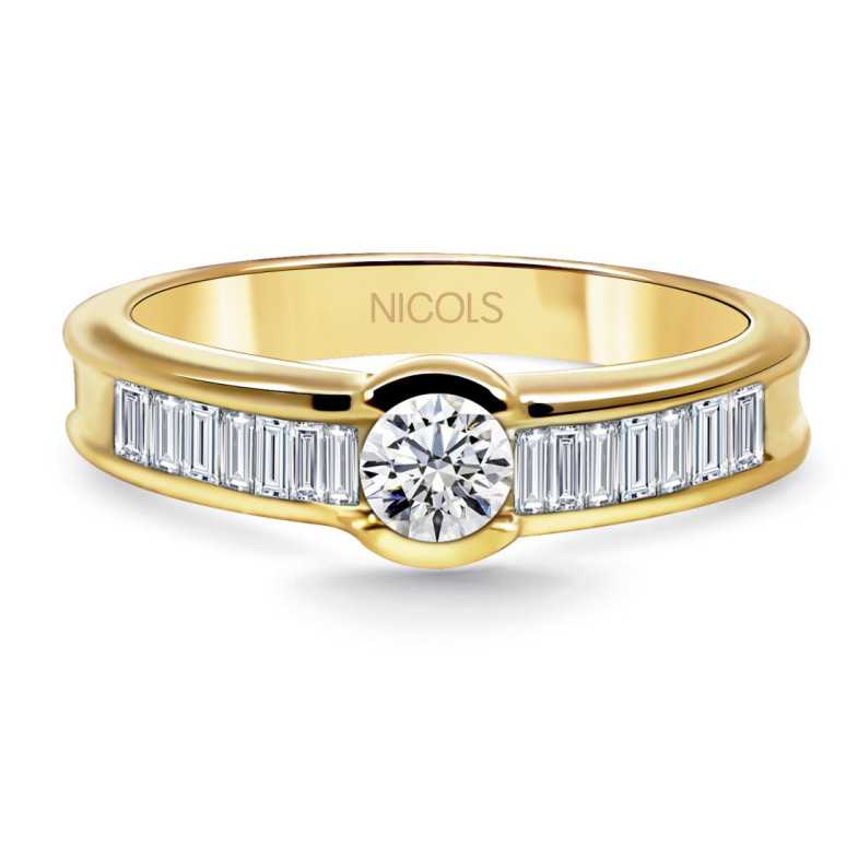 Anillo Diamantes Emily Oro Amarillo 0,50ct - Alianzas de Baguette