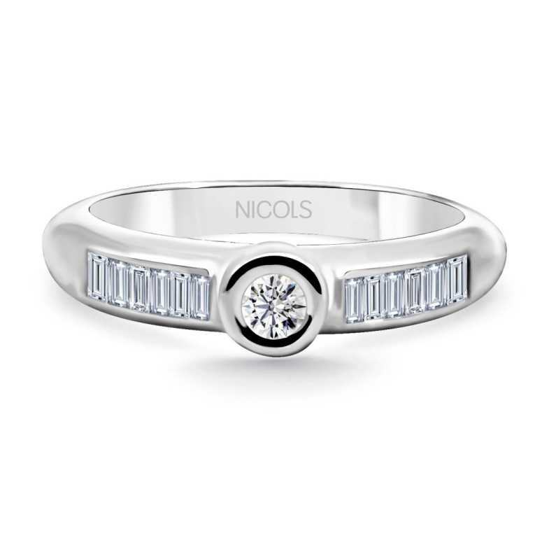 Anillo Diamantes Emily Oro Blanco 0,40ct - Talla Brillante