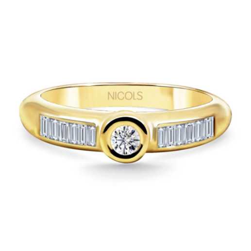 Anillo Diamantes Emily Oro Amarillo 0,40ct - Alianzas de Baguette