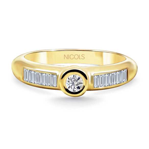 Emily Yellow Gold Diamond Ring 0.40ct - Baguette Wedding Rings