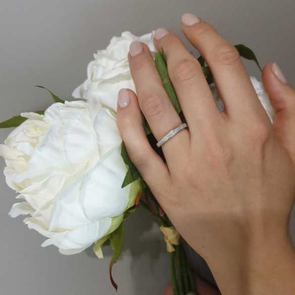 Anel Azalea Diamond Half Alliance 0,35 Ouro Branco - ANéIS