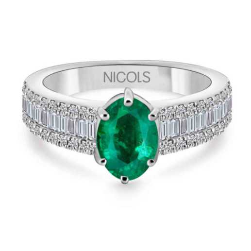 Lola Oval Emerald Diamond Ring 1.00 Carat - Emerald rings