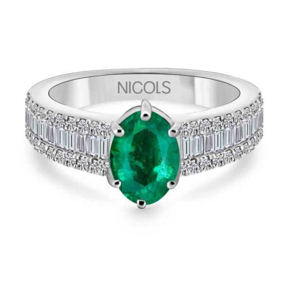Lola Oval Emerald Diamond Ring 1.00 Carat - Emerald rings