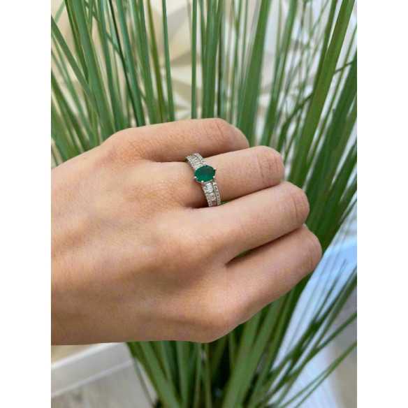 Lola Oval Emerald Diamond Ring 1.00 Carat - Emerald rings