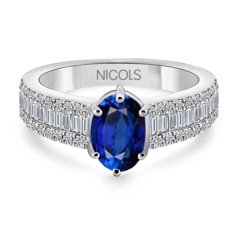 Sapphire Ring and Diamonds Lola 1.00 - Bagues en saphir