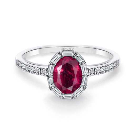 Ring Rubí Oval und Diamant Farbe Oval - Rubinringe