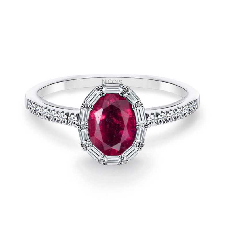 Anillo Rubí Oval y Diamantes Colour Oval - Anillos de Rubí