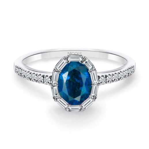 Anillo Zafiro Oval y Diamantes Colour Oval - Anillos de Zafiro