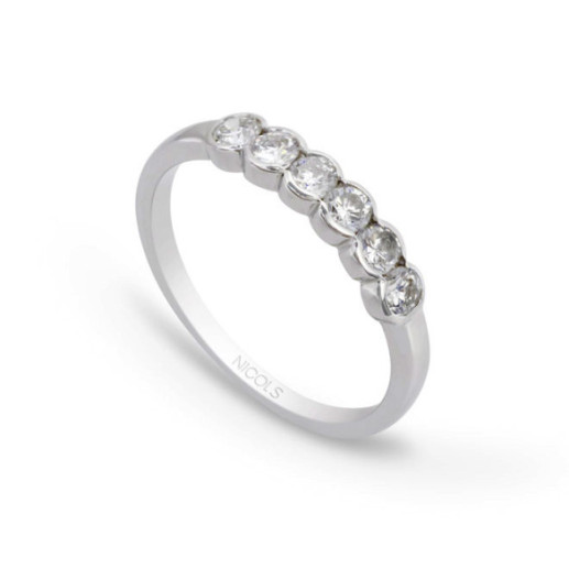 Anillo Compromiso Media Alianza Sextillo - Alianzas de Brillantes