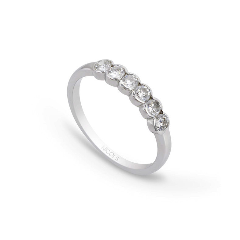 Anillo Compromiso Media Alianza Sextillo - Alianzas de Brillantes