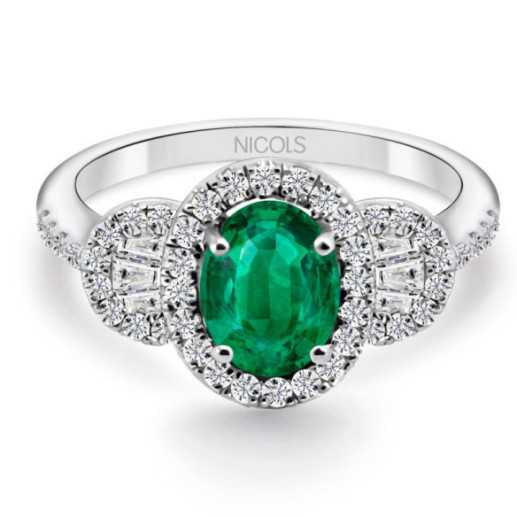 Emerald Ring Oval Diamond Couleur - Bagues d'émeraude