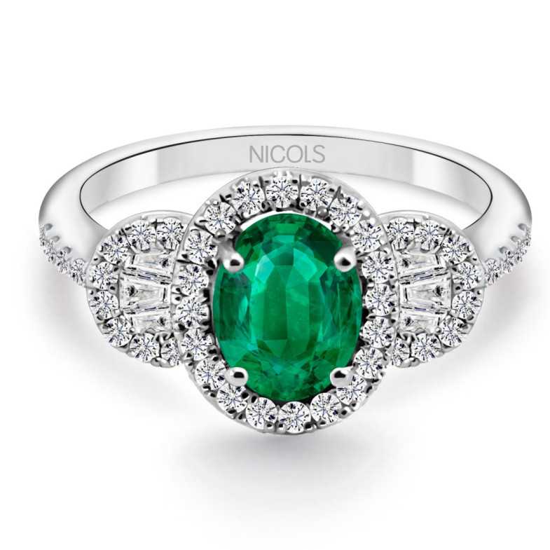Smaragd Ring Oval Diamond Farbe - Smaragdringe