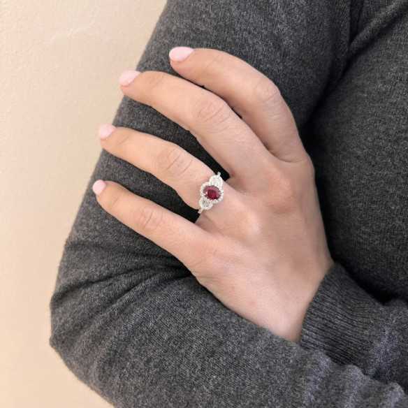 Rubí Diamante Colore Anello - Anelli di rubino