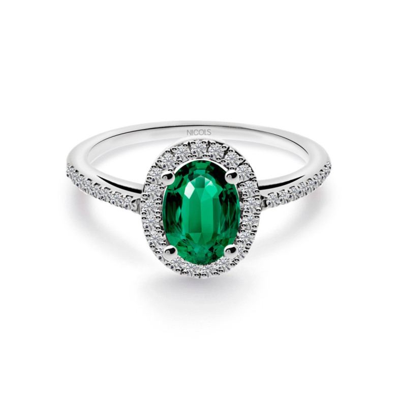 Anillo Esmeralda Orla Dalia 0.98 - Bagues d'émeraude